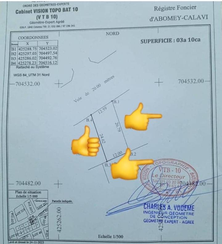 Vente d'un Terrain à 20.000.000 FCFA  : Littoral-Cotonou (Dèkoungbé )