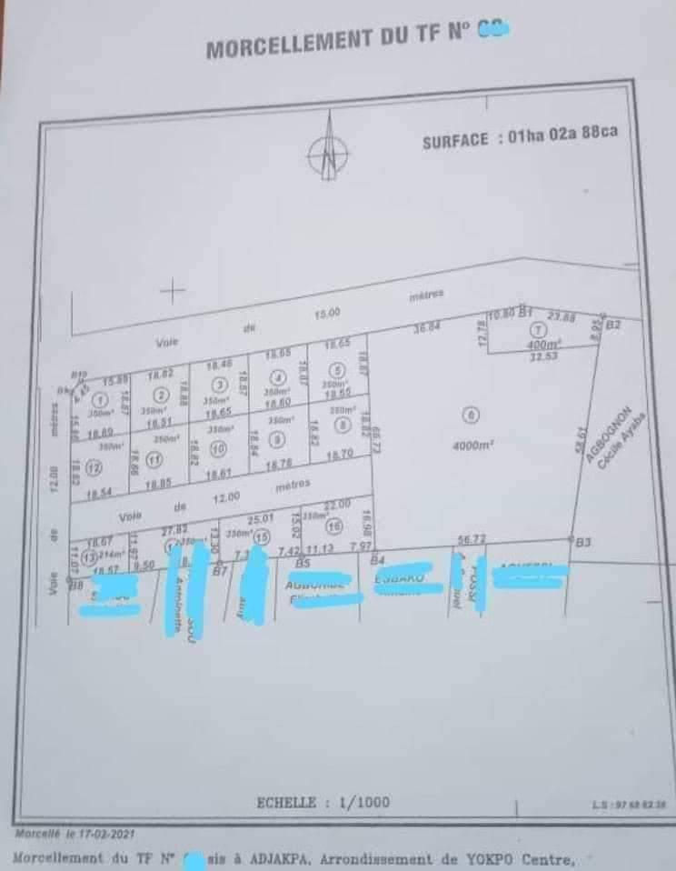 Vente d'un Terrain à 3.000.000 FCFA  : Atlantique-Zè (Zè Plaque)