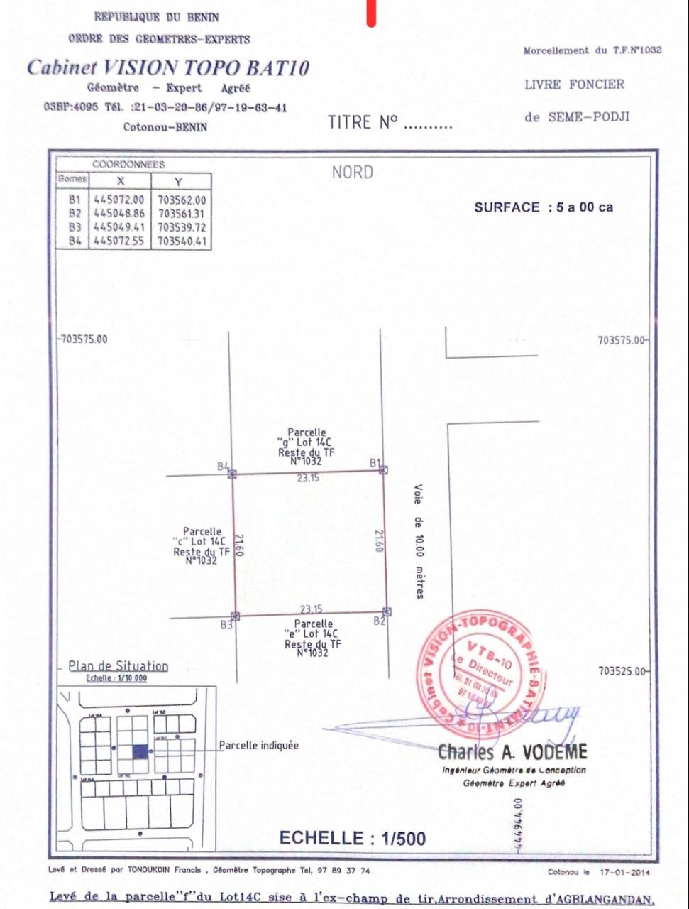 Vente d'un Terrain : Littoral-Cotonou (AKPAKPA)