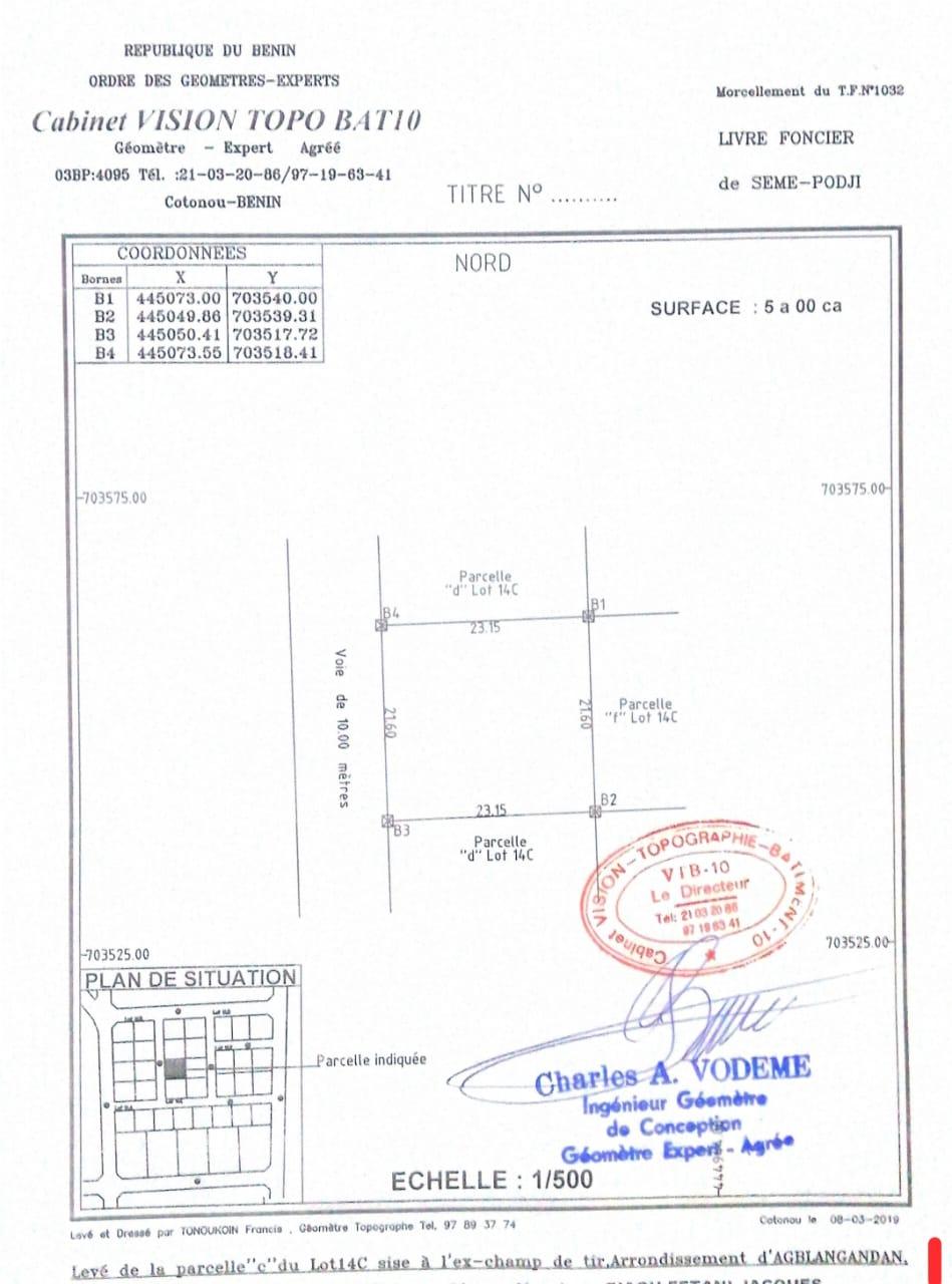 Vente d'un Terrain à 140.000.000 FCFA  : Littoral-Cotonou (AKPAKPA)