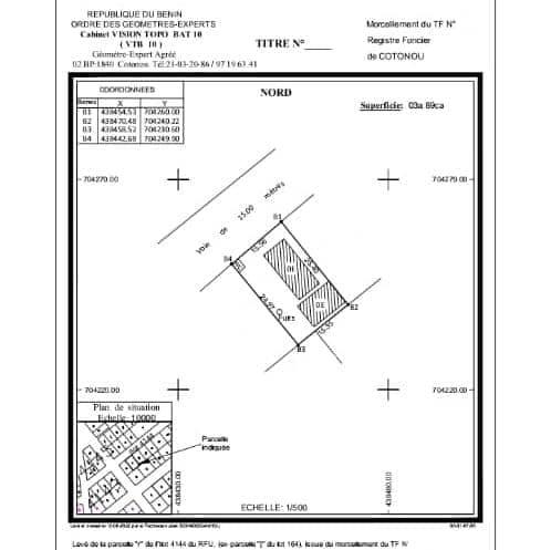 Vente d'un Terrain : Cotonou (AKPAKPA DEDOKPO)