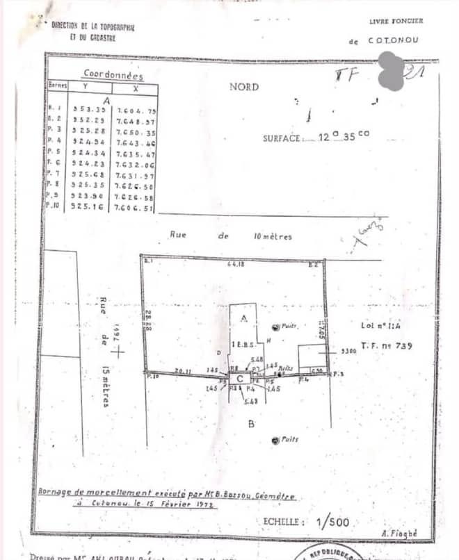 Vente d'un Terrain : Littoral-Cotonou (Camp Guézo)