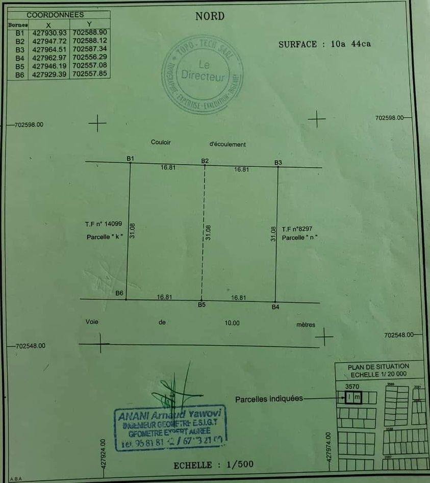 Vente d'un Terrain à 100.000.000 FCFA  : Littoral-Cotonou (Fiyégnon 2)