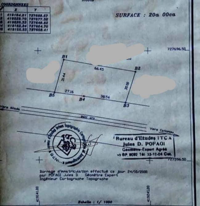 Vente d'un Terrain à 75.000.000 FCFA  : Atlantique-Abomey-Calavi (Glo- Djigbé)