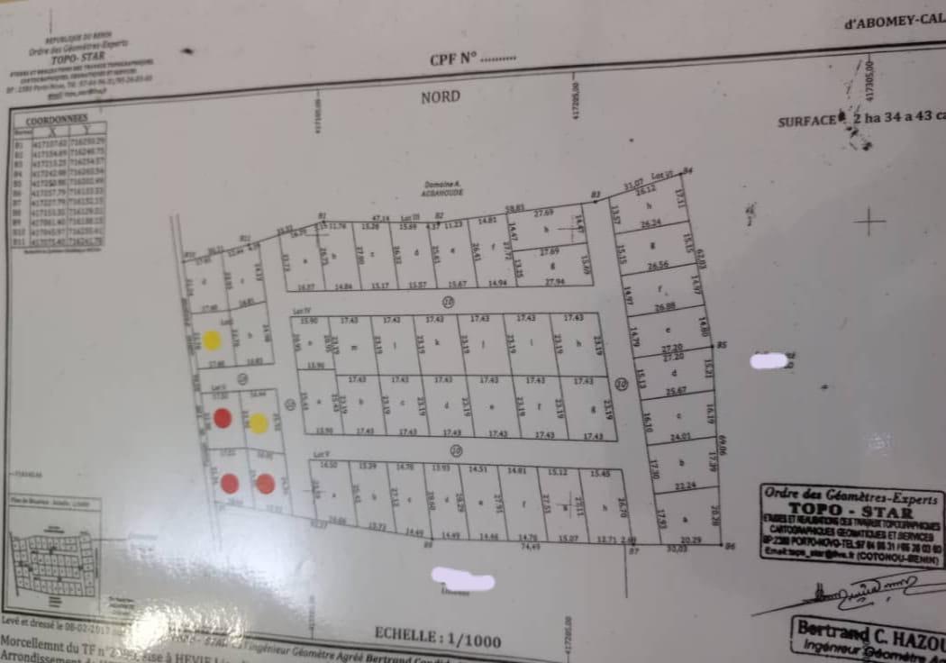 Vente d'un Terrain à 3.500.000 FCFA  : Atlantique-Abomey-Calavi (Sèlèdja)