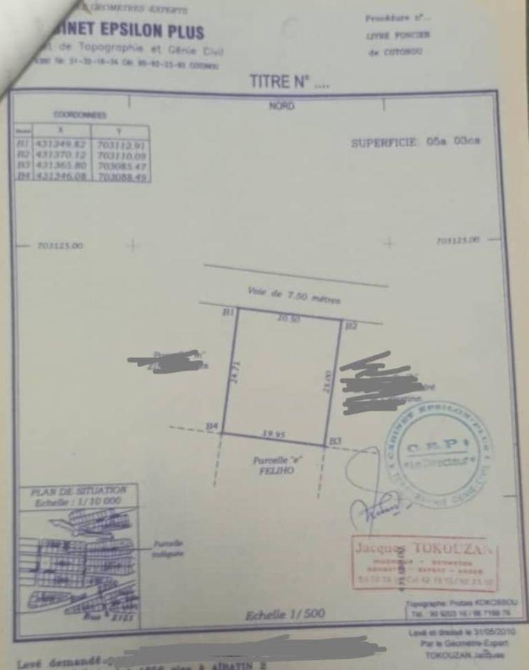 Vente d'un Terrain : Littoral-Cotonou (Aïbatin)