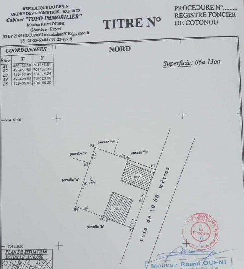 Vente d'un Terrain à 45.000.000 FCFA  : Littoral-Cotonou (Agla)