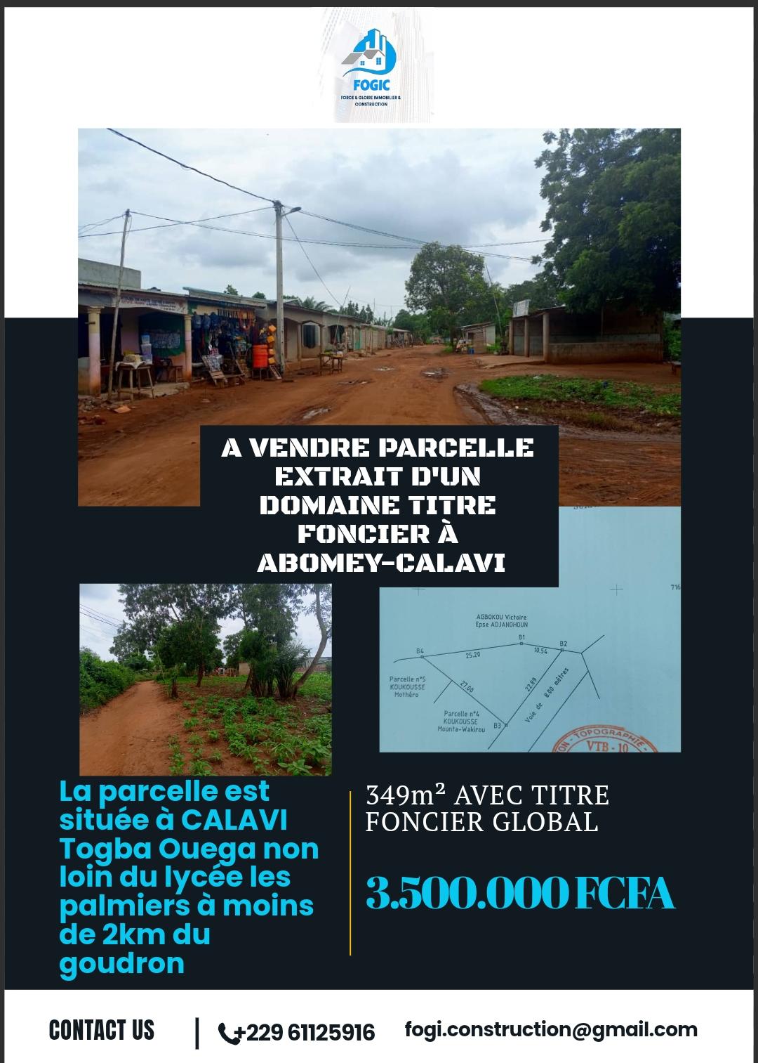 Vente d'un Terrain : Atlantique-Abomey-Calavi (Togba )