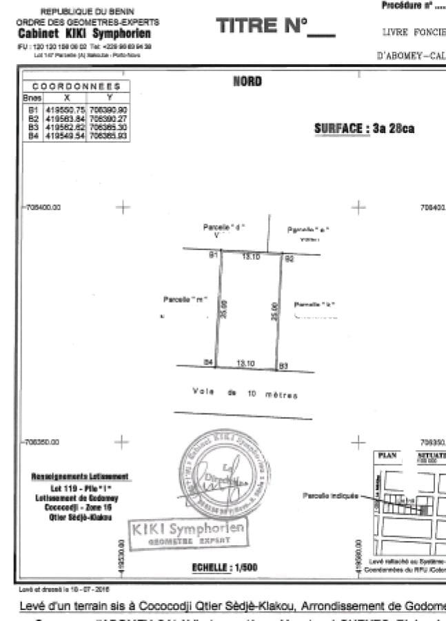 Vente d'un Terrain : Atlantique-Abomey-Calavi (Cococodji)