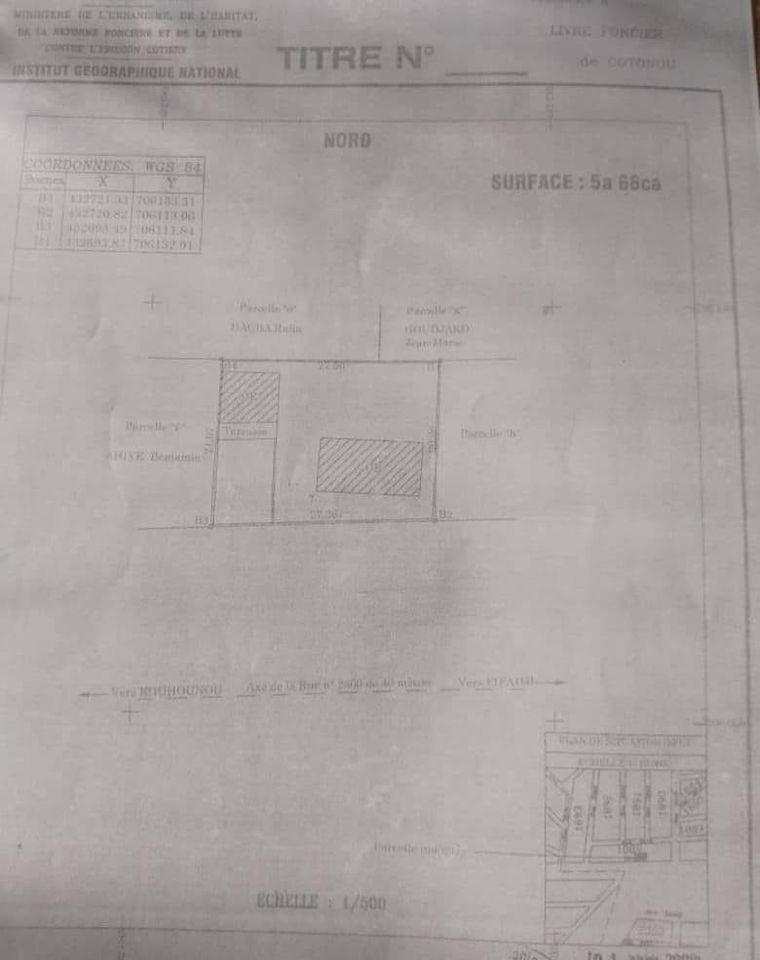 Vente d'un Terrain à 40.000.000 FCFA  : Littoral-Cotonou (zogbo)