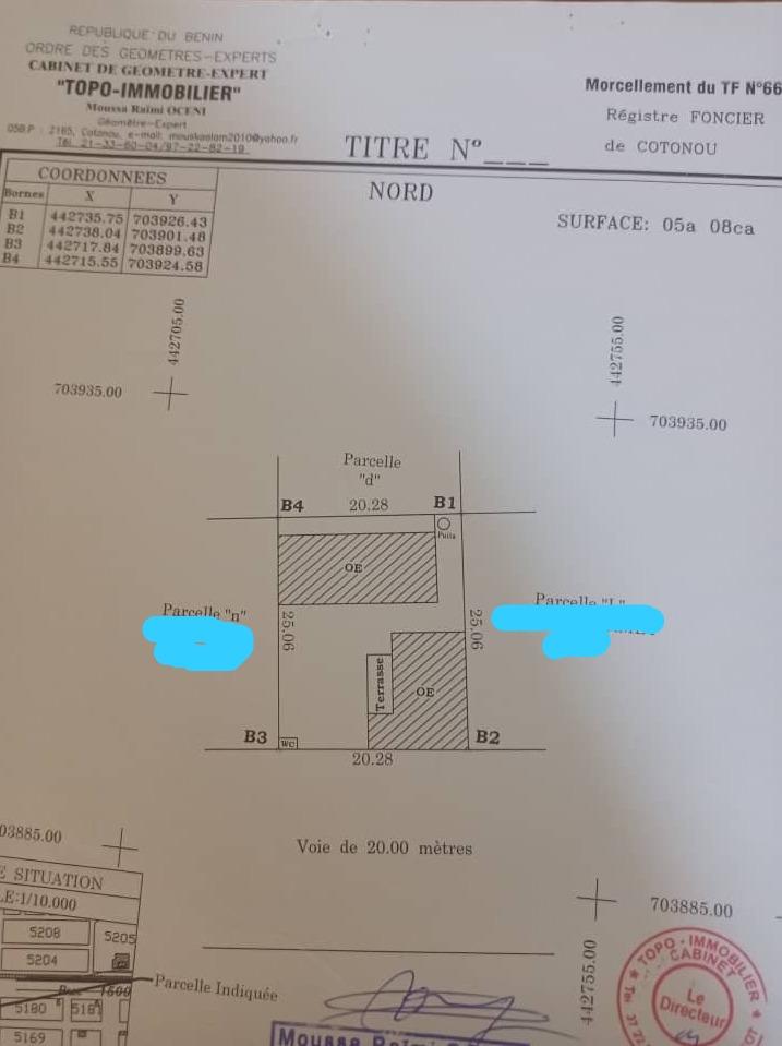 Vente d'un Terrain à 50.000.000 FCFA  : Littoral-Cotonou (zone des Ambassades)