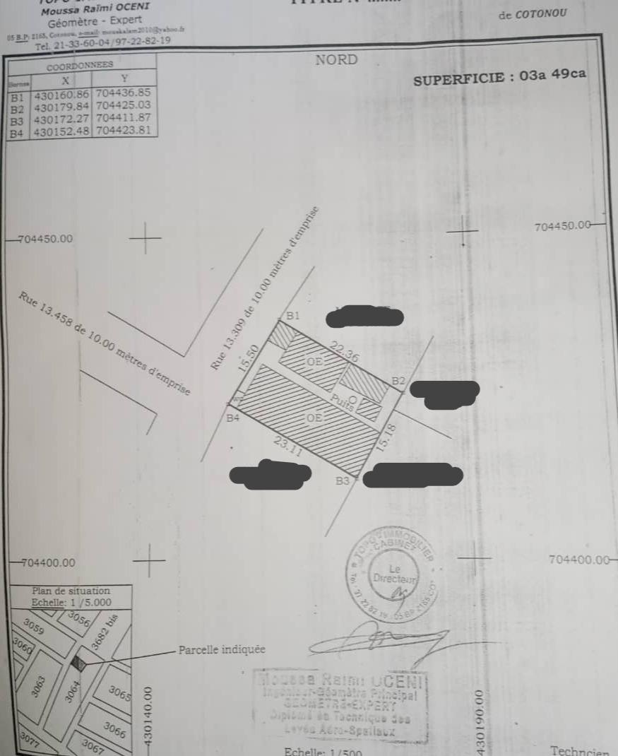 Vente d'un Terrain : Littoral-Cotonou (Agla)