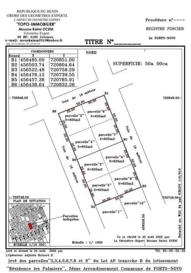 Vente d'un Terrain : Ouémé-Porto-Novo (Akonaboè)