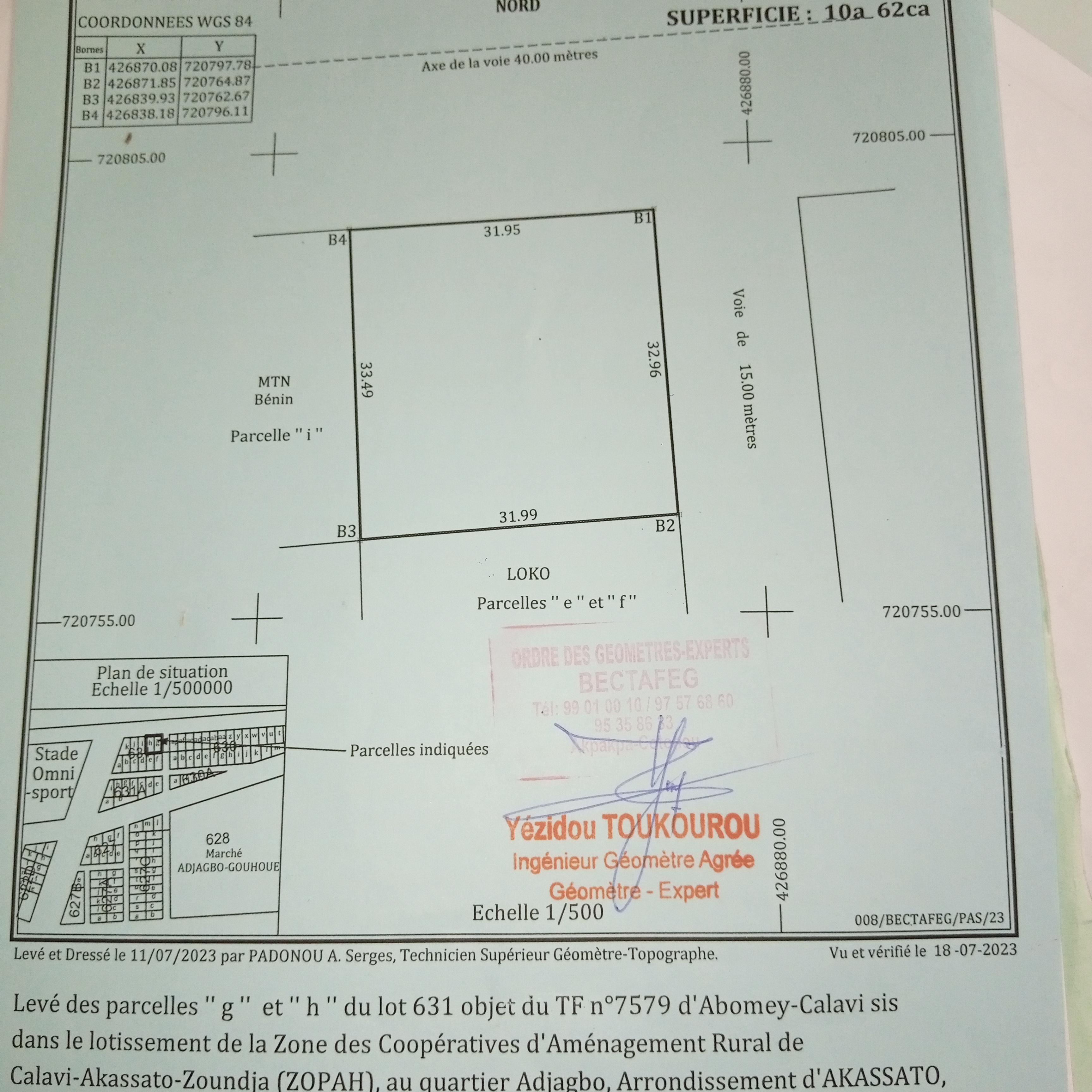 Vente d'un Terrain à 30.000.000 FCFA  : Atlantique-Abomey-Calavi (Zopah adjagbo)