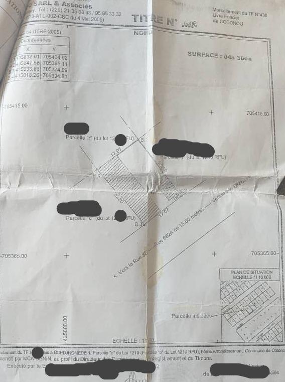 Vente d'un Terrain à 60.000.000 FCFA  : Littoral-Cotonou (Gbedjromede)