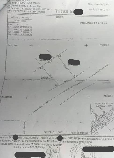 Vente d'un Terrain à 60.000.000 FCFA  : Littoral-Cotonou (Gbedjromede)