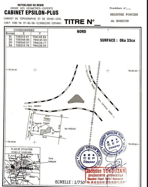 Vente d'un Terrain à 1.500.000.000 FCFA  : Zou-Bohicon (Moquas)