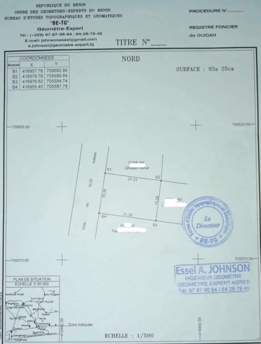 Vente d'un Terrain à 9.000.000 FCFA  : Atlantique-Abomey-Calavi (Bazounkpa)