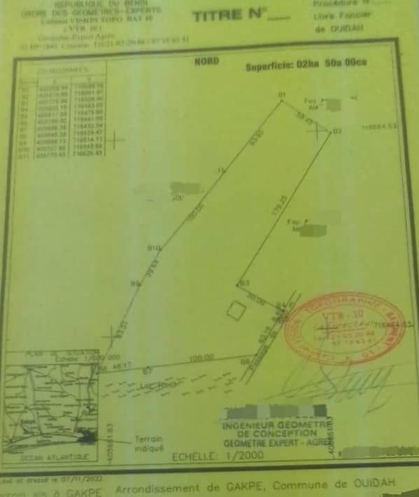 Vente d'un Terrain : Atlantique-Ouidah (Gakpé)