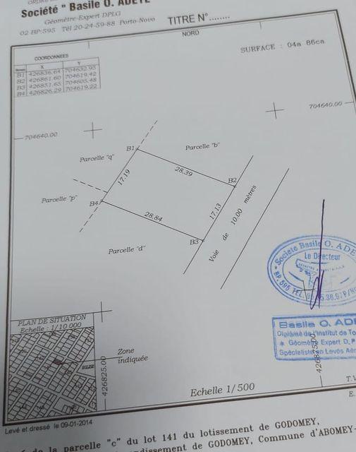 Vente d'un Terrain à 24.000.000 FCFA  : Atlantique-Abomey-Calavi (Fignonhou)