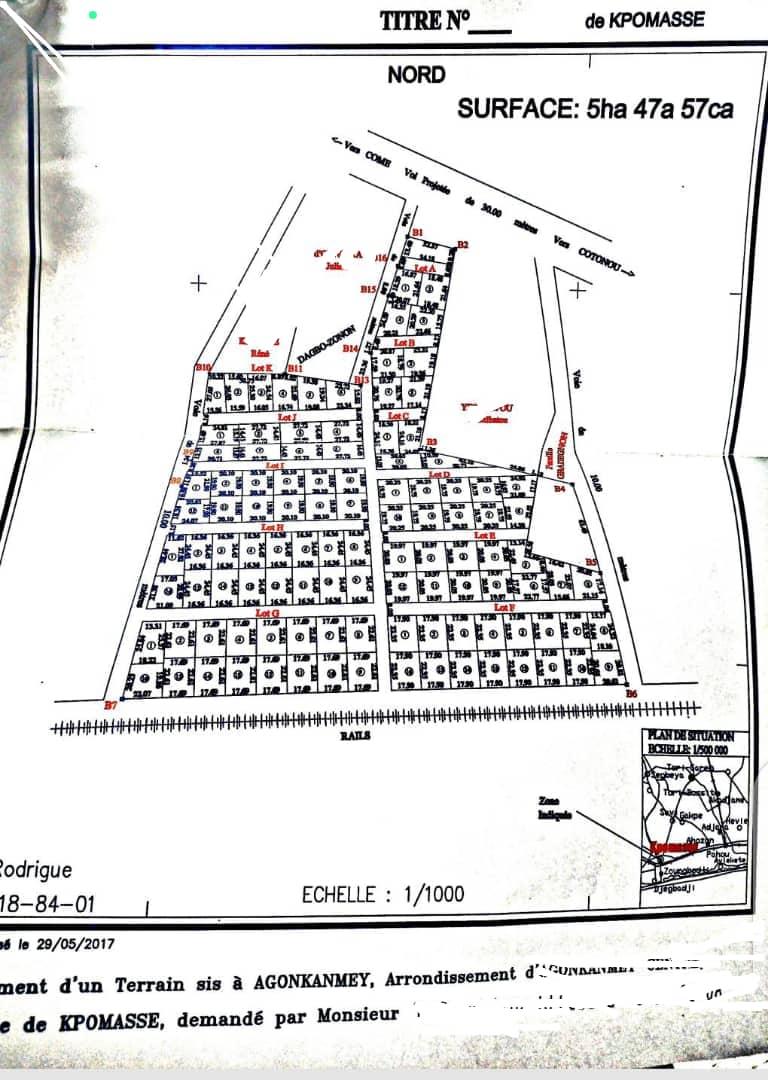 Vente d'un Terrain à 25.000.000 FCFA  : Atlantique-Kpomassè (Agonkanmey )